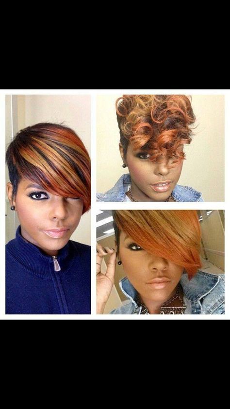 African American short hair, edgy hair, black hair, color