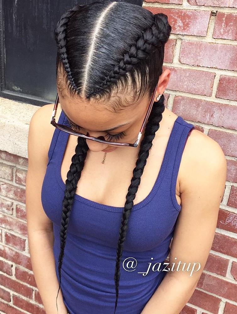 Two Black Feed In Braids