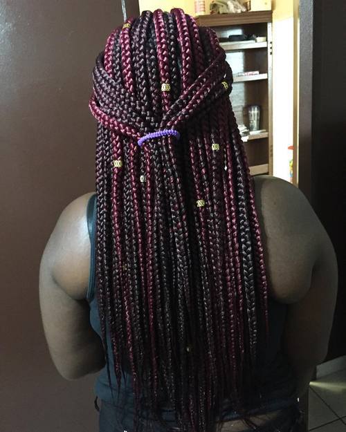 half up ponytail for box braids with beads