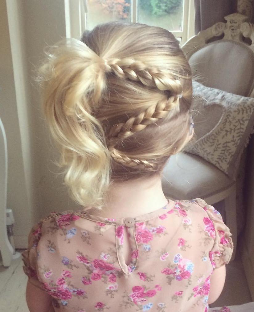 Side Ponytail With Braids For Little Girls