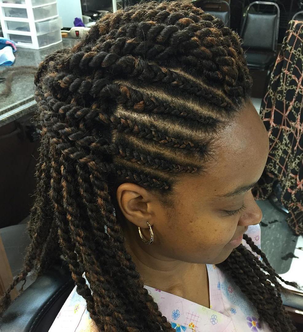 Half Updo With Cornrows And Twists