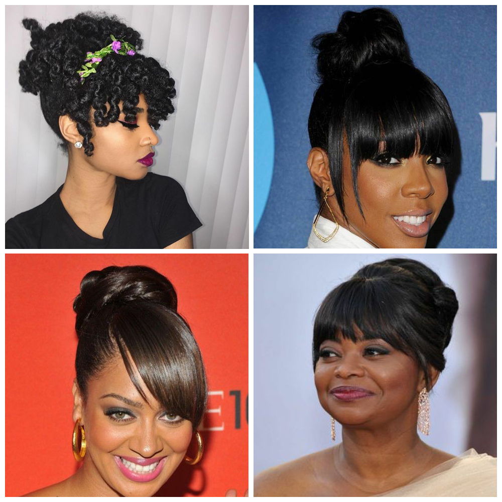 Updo Hairstyles with Bangs for Black Women