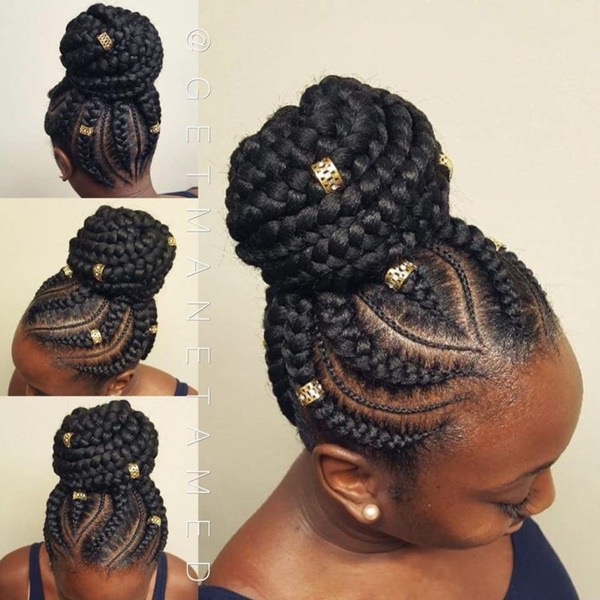 Goddess braid bun