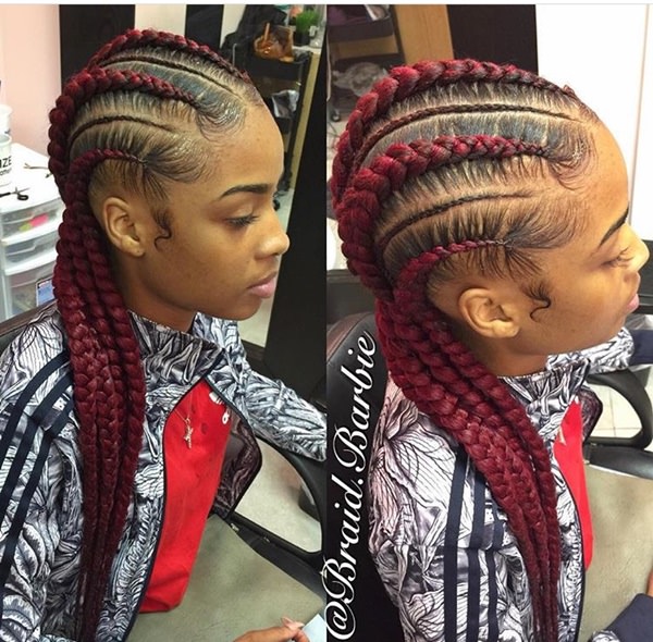 Deep pink braided hairstyles