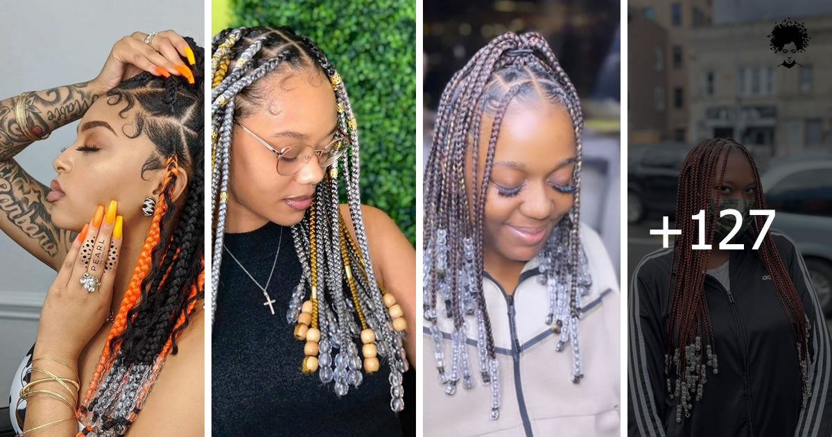 121 Photos: Best Box Braids Hairstyles With Beads ~ Knotless Box Braids With Beads