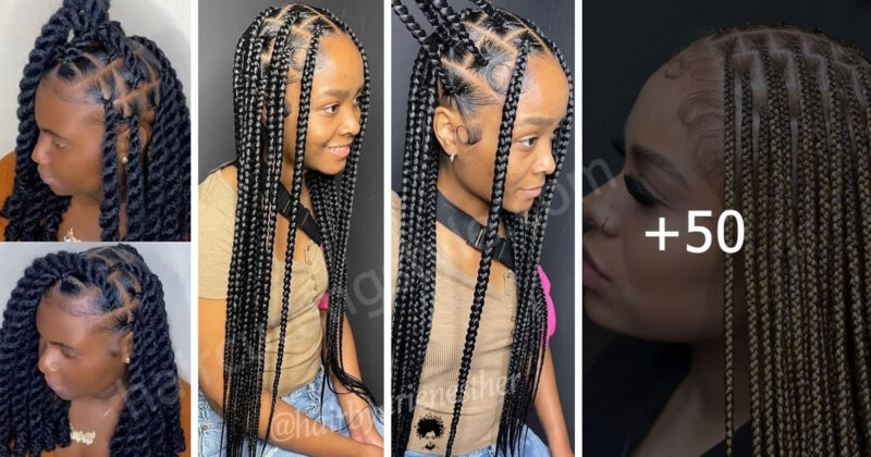 large knotless box braids